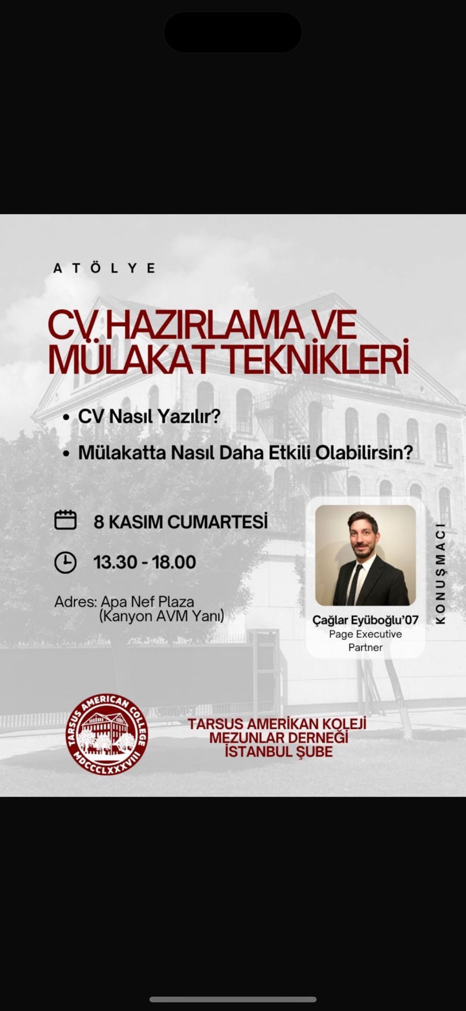 Etkinlik Duyurusu – CV Hazırlama ve Mülakat Teknikleri
