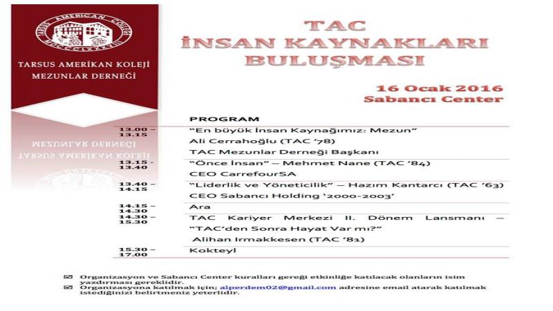 TAC İNSAN KAYNAKLARI BULUŞMASI 16 OCAK İSTANBUL'DA