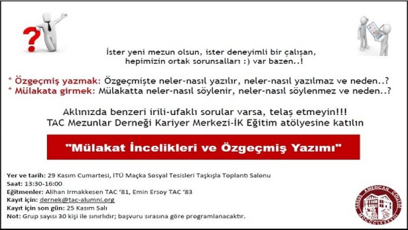 "Mülakat İncelikleri ve Özgeçmiş Yazımı" Workshop - Son yerler