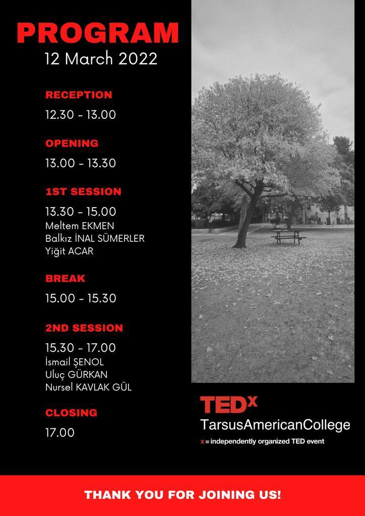 12 Mart TEDx Tarsus American College Etkinliği