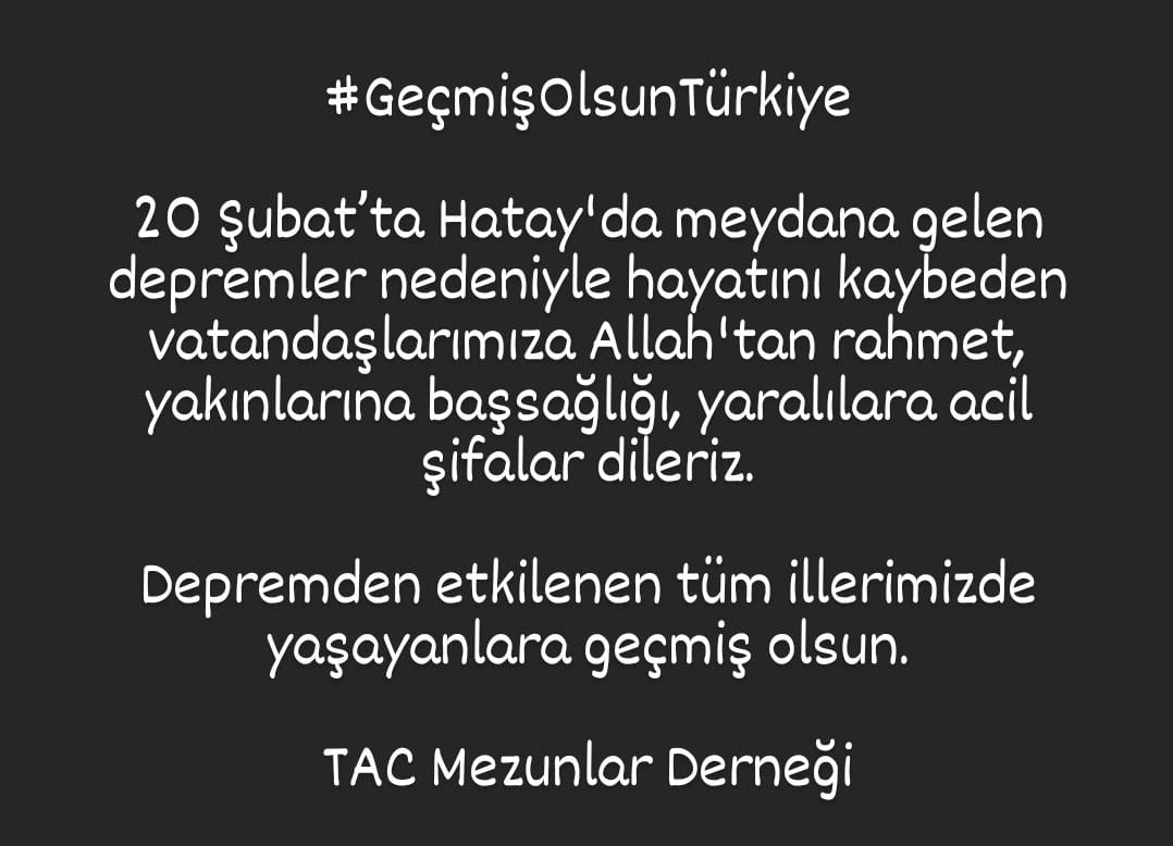 Geçmiş Olsun Türkiye!