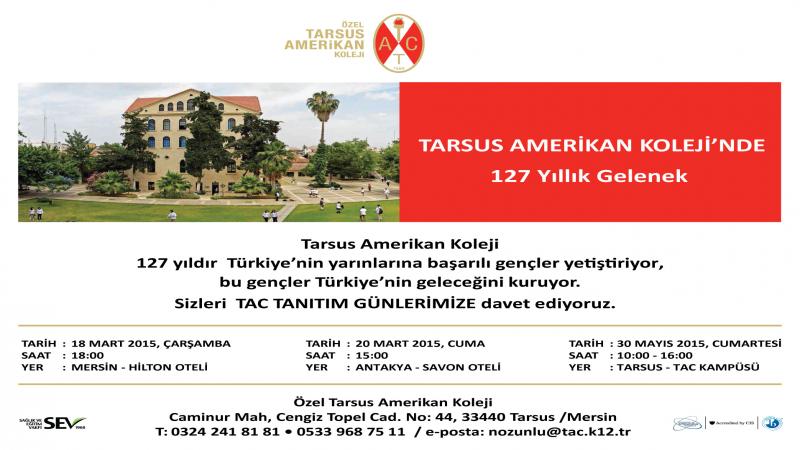 TAC Tanıtım gününe davetlisiniz; 20 Mart Cuma Antakya Savon Otel